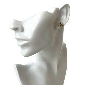 CHANEL Vintage White Logo Earrings